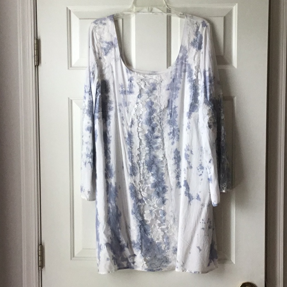 Skies Are Blue Off White Blue Tunic Dress NWT